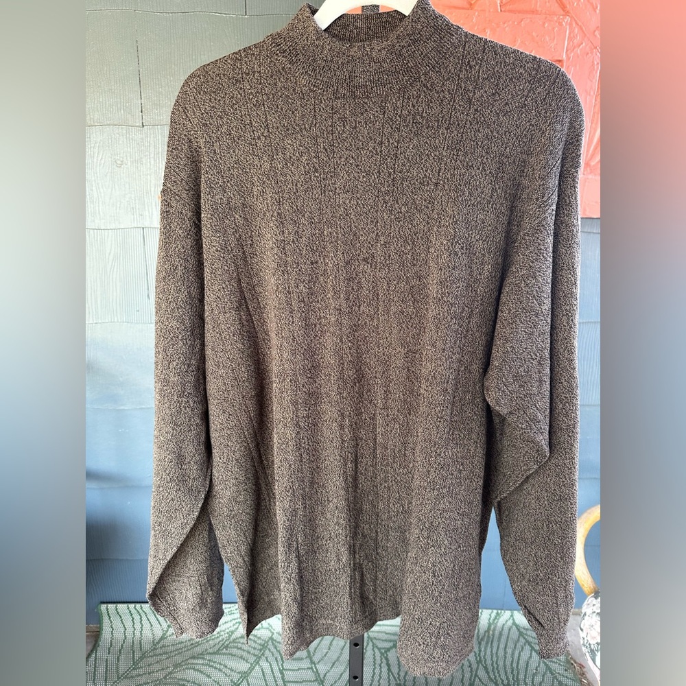 Vtg 90’s Men IZOD Textured Knit Long Sleeve Mock Neck Sweater Dark Taupe XXL-NWT